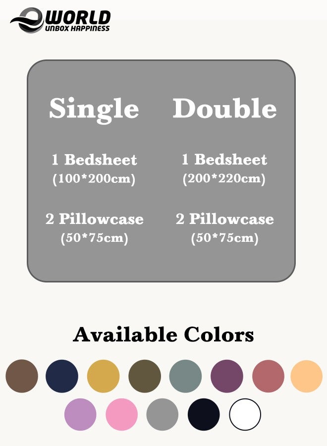 Eworld 3 Piece Luxury Grey Striped Bed Sheet Set with 1 Deep Pocket Fitted Sheet and 2 Pillowcases for Hotel and Home Crafted from Ultra Soft and Breathable Microfiber for Year-Round Comfort, (Single/Double) - Image 2